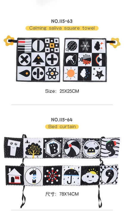 Books - Baby PARENT-Child Learning By Soft Cloth Book - Level 1 - Early Learning – 👶 High Contrast Black & White Animal Sensory Cloth Book