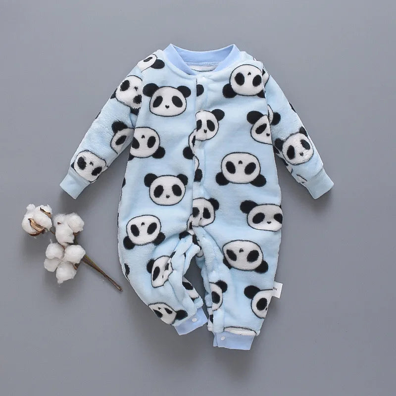 Baby Winter Dinosaur Fleece Romper