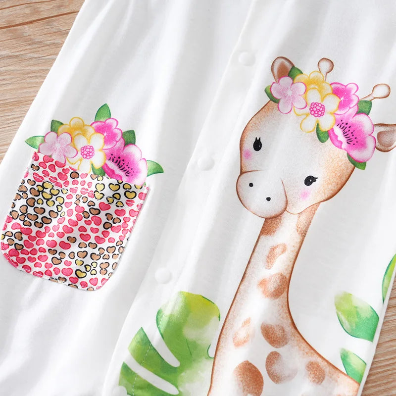 Newborn Baby Romper Pink deer print Baby girl clothes summer sleeveless One piece high quality For Toddler Outfits 0-18 months