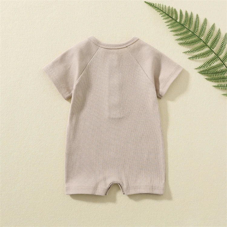 Summer Infant Romper Short Sleeve Ribbed Jumpsuit for Baby Boys