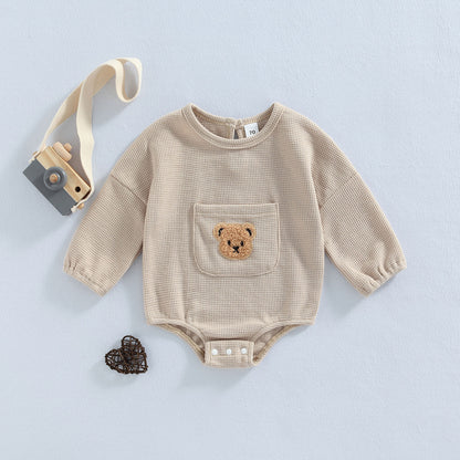 Baby Bear Embroidered Fall Jumpsuit