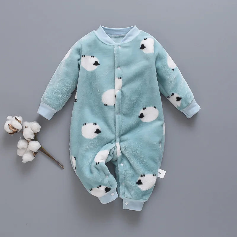 Baby Winter Dinosaur Fleece Romper