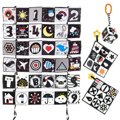 Books - Baby PARENT-Child Learning By Soft Cloth Book - Level 1 - Early Learning – 👶 High Contrast Black & White Animal Sensory Cloth Book
