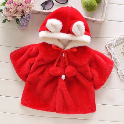 Tops - Autumn/Winter - Girls - Newborn-24M -🐰Bunny Ears Fleece Cape Jacket Main