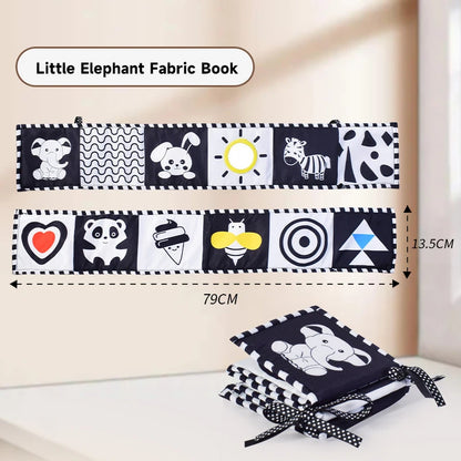 Books - Baby PARENT-Child Learning By Soft Cloth Book - Level 1 - Early Learning – Newborn High Contrast Animal Hanging Rattle Sensory Toy – 1M to 36M