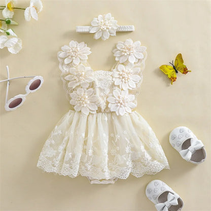 Bodysuits - Summer - Girl - 0 to 24m 👗 Floral Embroidery Baby Bodysuit Set