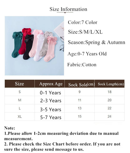 Girls Knee-High Bow Socks