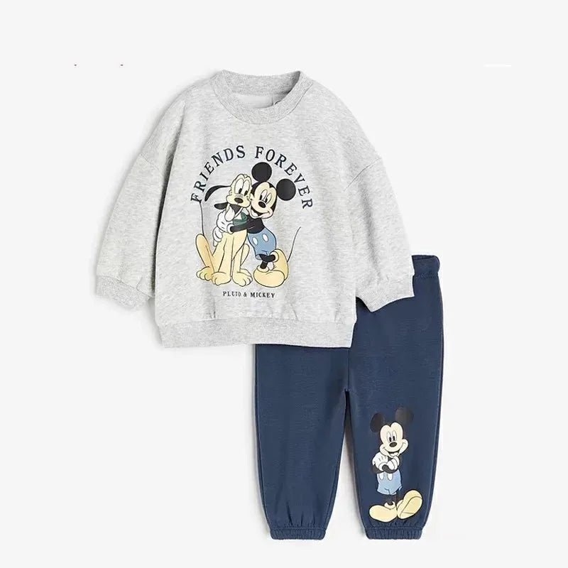 6m - 6y - Full-print Minnie Mouse Baby Girls Sweatshirt Set Spring Autumn Clothing Children Tops + Pants Outfits Kids Long Sleeved Suit