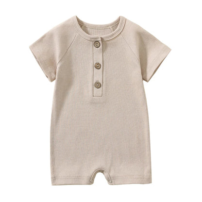 Summer Infant Romper Short Sleeve Ribbed Jumpsuit for Baby Boys