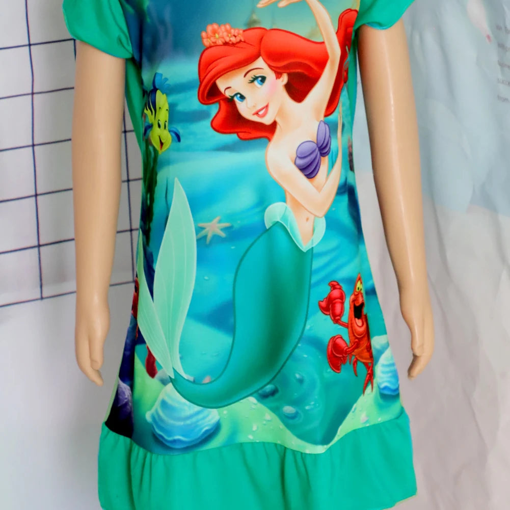 Girls Summer Mermaid Elsa Pajama Dress