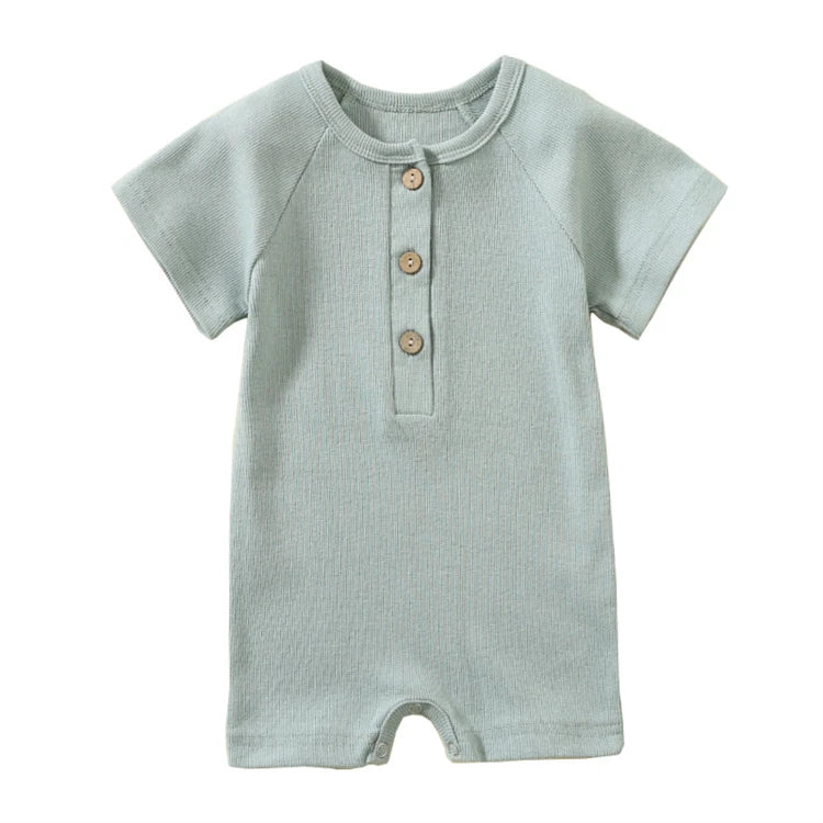 Summer Infant Romper Short Sleeve Ribbed Jumpsuit for Baby Boys