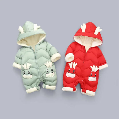 Jumpsuits - Girl & Boy - 0 to 24m 🦌🤍 Deer Hood Winter Snowsuit for Babies & Toddlers Main