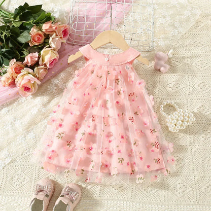 Dresses - Summer - 3m to 3y 🌸 Flower Bow Baby Girl Princess Sleeveless Dress – Elegant Summer Dress For Newborn to 3 Years Old 🌸