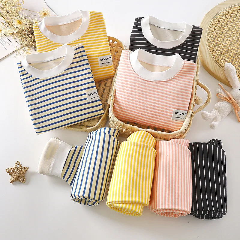Matching - Sets - Winter - Boy - 6m to 5y❄️Snuggly Striped Pajama Set for Boys