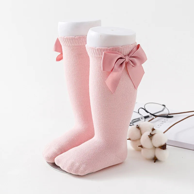 Girls Knee-High Bow Socks