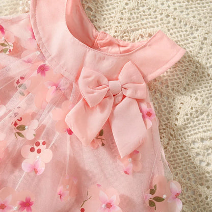 Dresses - Summer - 3m to 3y 🌸 Flower Bow Baby Girl Princess Sleeveless Dress – Elegant Summer Dress For Newborn to 3 Years Old 🌸