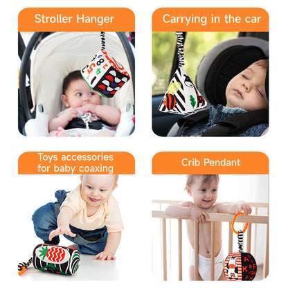 Books - Baby PARENT-Child Learning By Soft Cloth Book - Level 1 - Early Learning – Newborn High Contrast Animal Hanging Rattle Sensory Toy – 1M to 36M