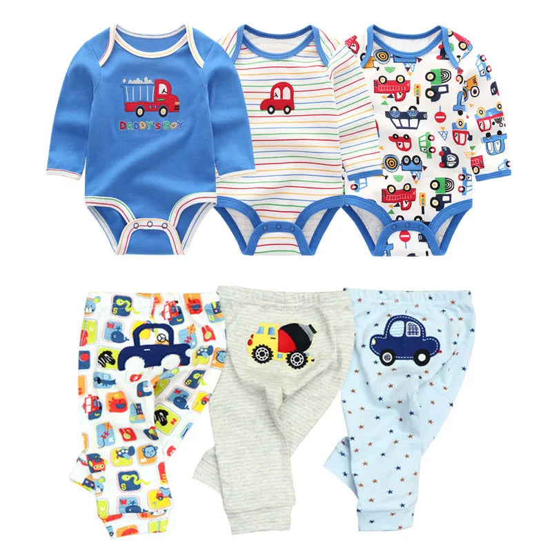 Matching - Sets - Autumn - Girl & Boy - 0 to 12m - Autumn & Spring 👶 Unisex Cotton Long Sleeve Essentials Bundle (6 or 8 Pieces)