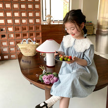 Load image into Gallery viewer, Girl&#39;s Sweet Dress Summer Children&#39;s Lace Lapel Casual Dress Baby Kids Dress Sweet and Elegant Temperament Princess Dress
