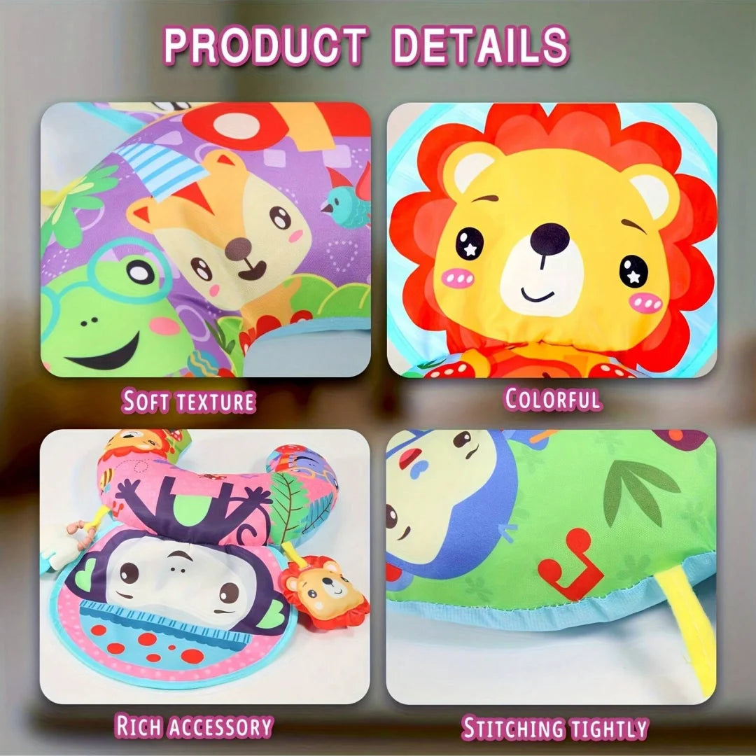 Baby Tummy Time Pillow with Rattle Toys, Multifunctional Crawling Mat