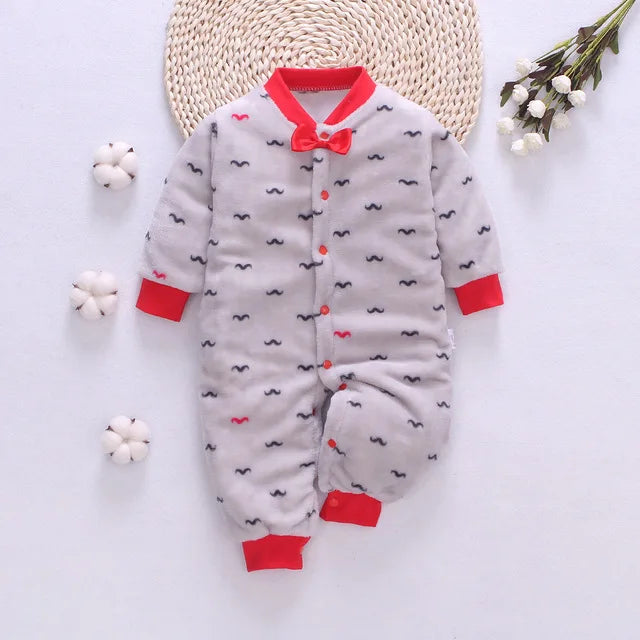 Baby Winter Dinosaur Fleece Romper