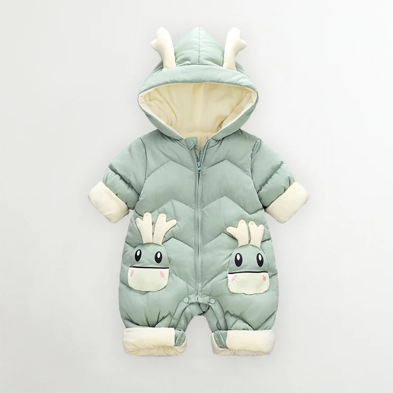 Jumpsuits - Girl & Boy - 0 to 24m 🦌🤍 Deer Hood Winter Snowsuit for Babies & Toddlers Main