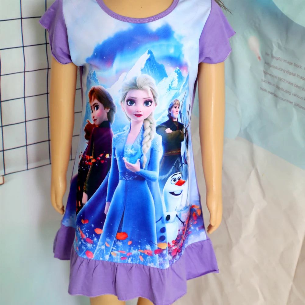 Girls Summer Mermaid Elsa Pajama Dress