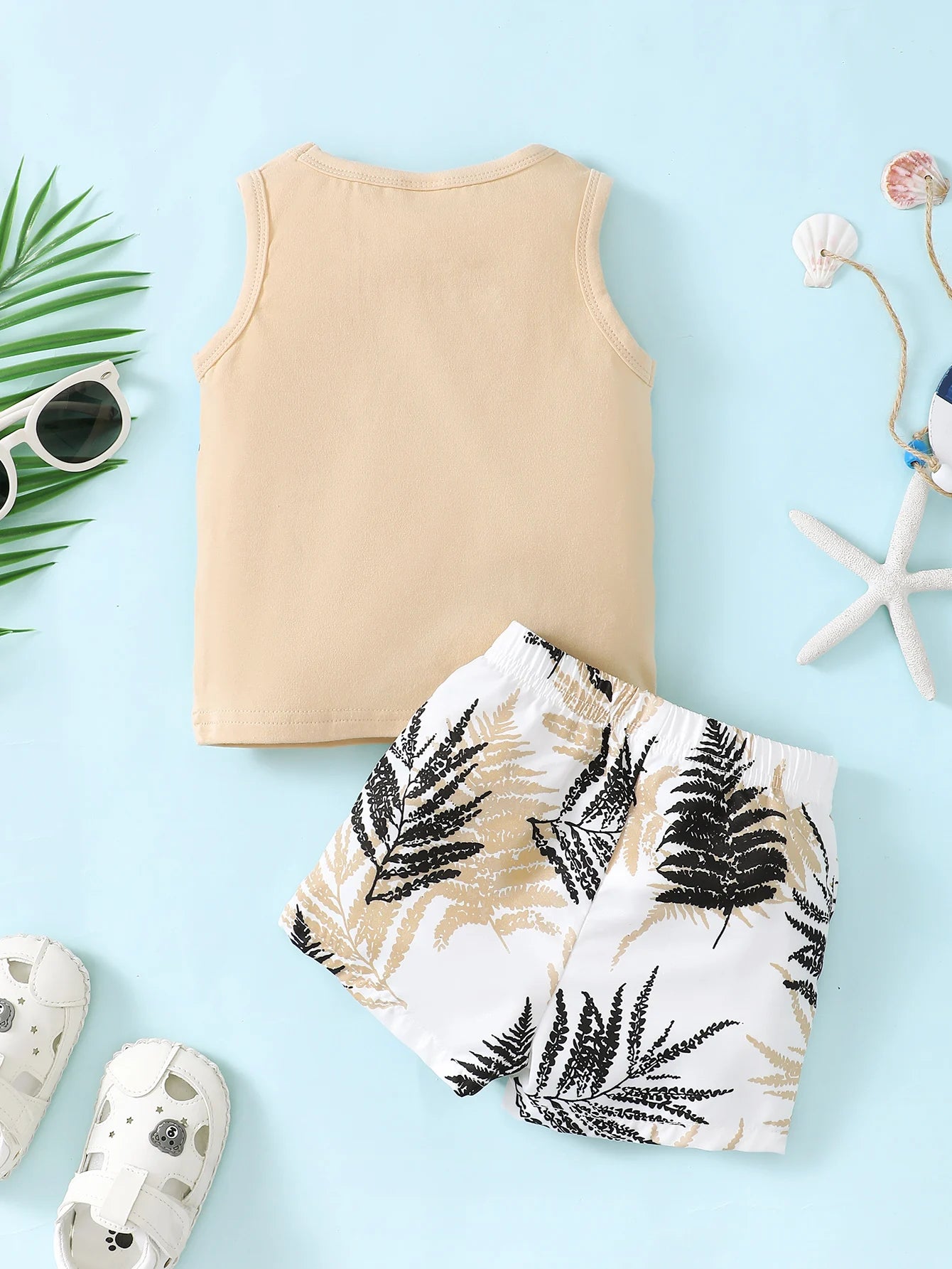 Matching - Sets - Summer - Boy - 3m to 18m 👦 Minimalist Coconut Tree Vacation Set