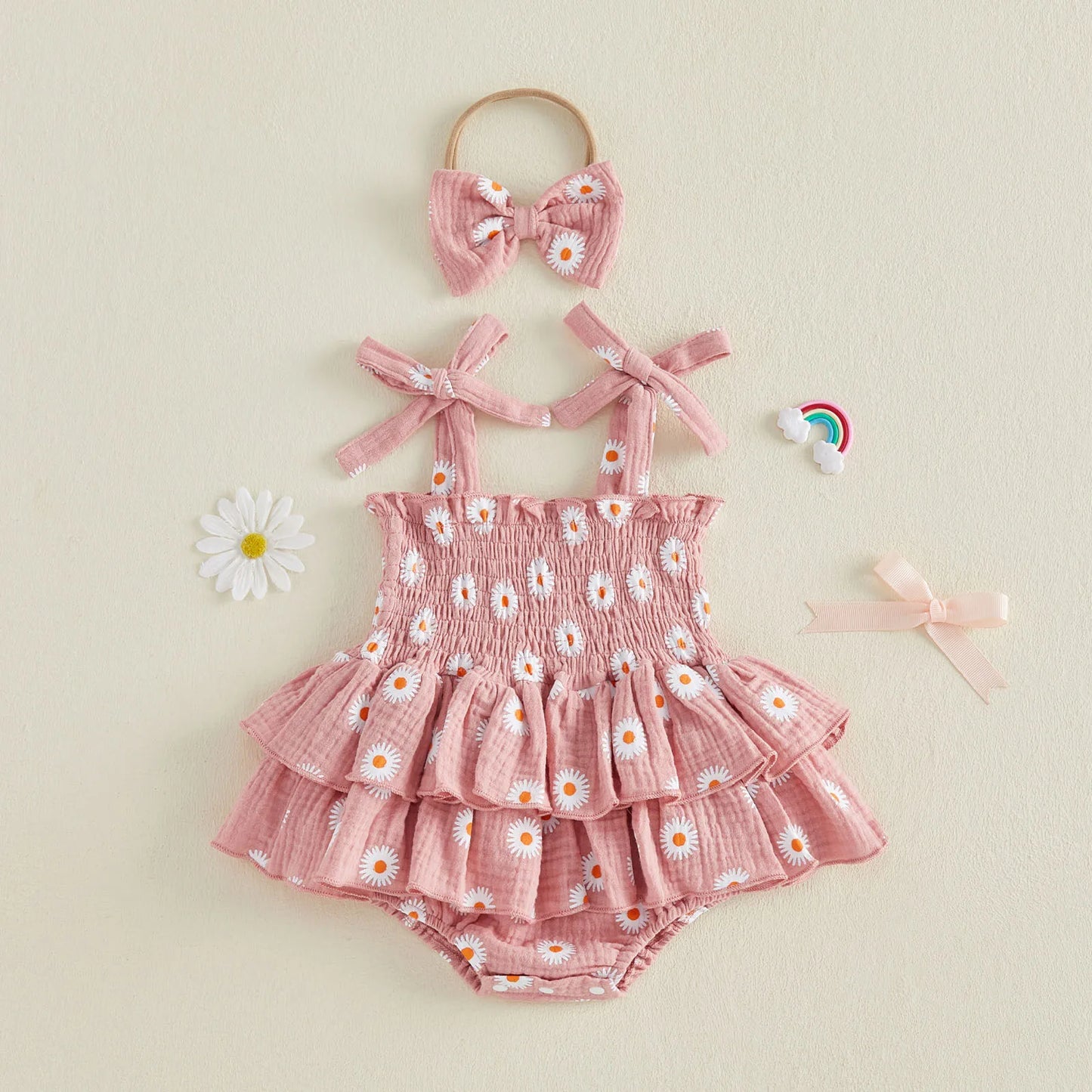 Bodysuits - Summer - Girl - 0 to 18m 👉 🌼 Daisy Tiered Baby Bodysuit Dress Set