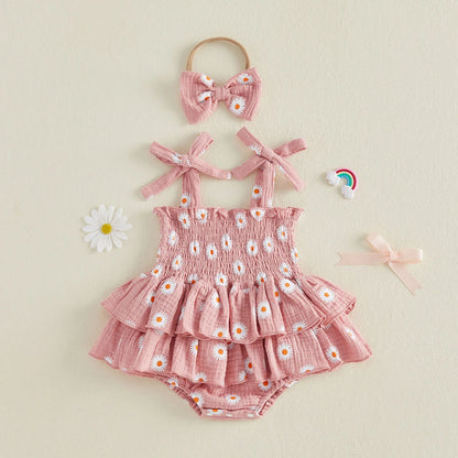Bodysuits - Summer - Girl - 0 to 18m 👉 🌼 Daisy Tiered Baby Bodysuit Dress Set