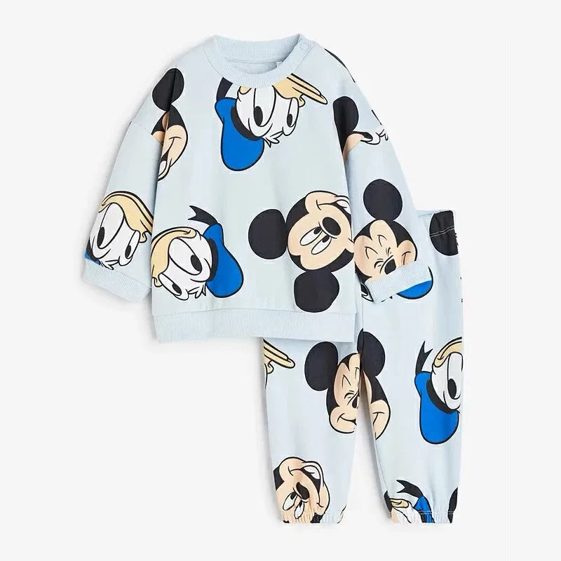 6m - 6y - Full-print Minnie Mouse Baby Girls Sweatshirt Set Spring Autumn Clothing Children Tops + Pants Outfits Kids Long Sleeved Suit