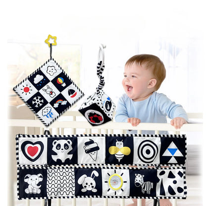 Books - Baby PARENT-Child Learning By Soft Cloth Book - Level 1 - Early Learning – 👶 High Contrast Black & White Animal Sensory Cloth Book