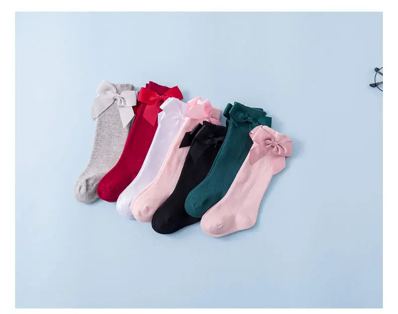 Girls Knee-High Bow Socks