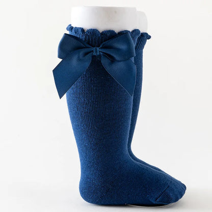 Girls Knee-High Bow Socks