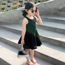 Load image into Gallery viewer, Summer Toddler Girls Dress Black Sweet Cool Wind Cross Backless Off Shoulder Party Princess Sleeveless Dresses For 1-6Y Girls
