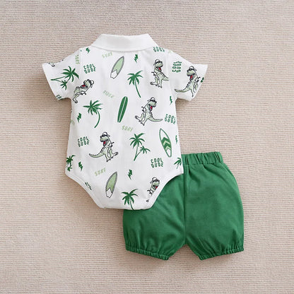 Matching - Sets - Summer - Boy - 0 to 18m 👦🦖 Adorable Dinosaur Print Set d