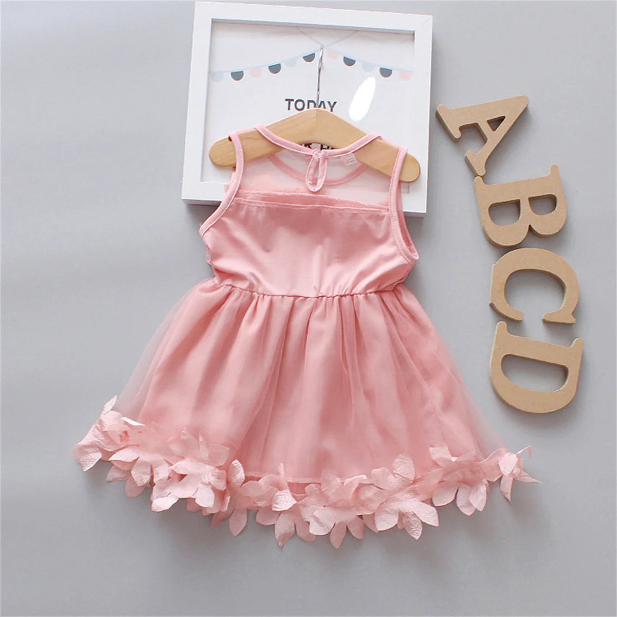 9m to 3y - Baby Girls' Red Christmas Birthday Party Dress Preschool Children'S Hollow Out Sleeveless 3d Petal Mesh Summer Clothing