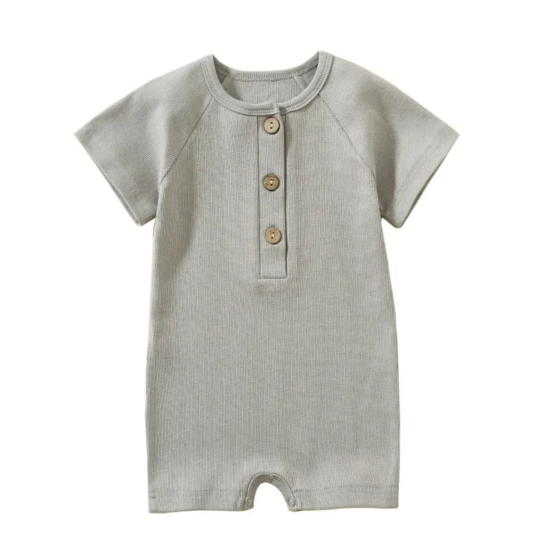 Summer Infant Romper Short Sleeve Ribbed Jumpsuit for Baby Boys