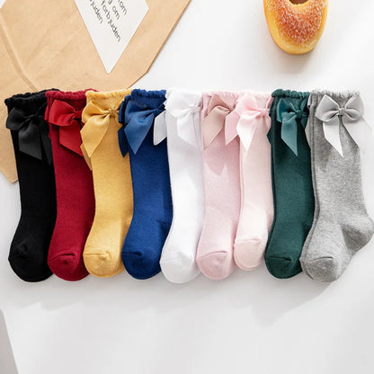 Girls Knee-High Bow Socks