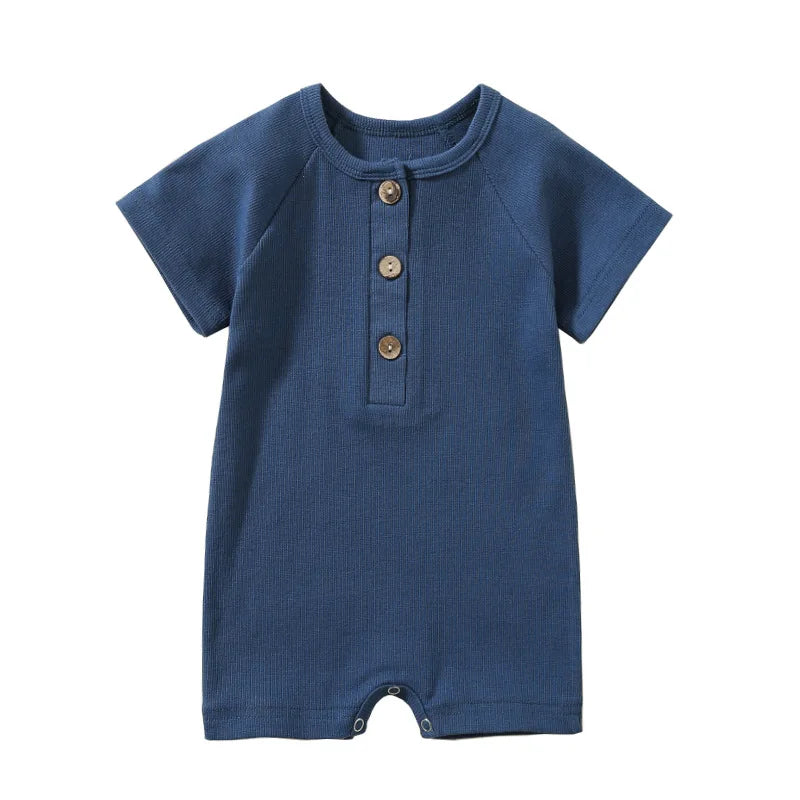 Summer Infant Romper Short Sleeve Ribbed Jumpsuit for Baby Boys