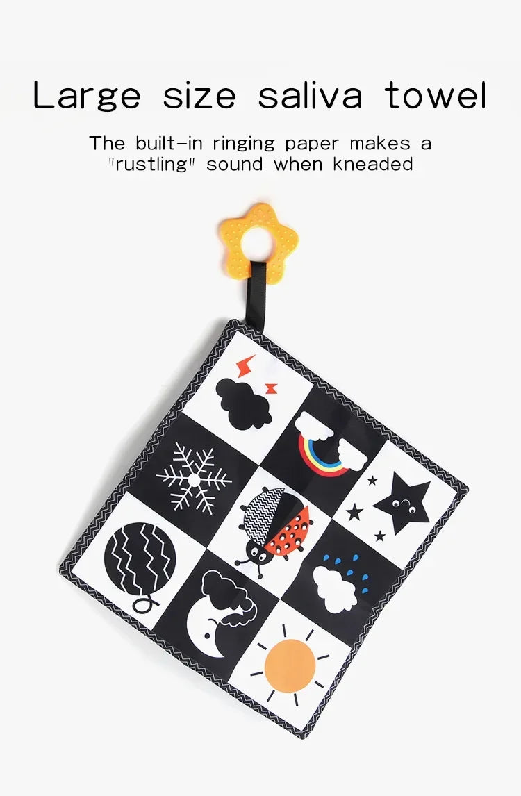 Books - Baby PARENT-Child Learning By Soft Cloth Book - Level 1 - Early Learning – 👶 High Contrast Black & White Animal Sensory Cloth Book