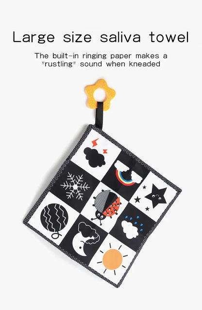 Books - Baby PARENT-Child Learning By Soft Cloth Book - Level 1 - Early Learning – 👶 High Contrast Black & White Animal Sensory Cloth Book