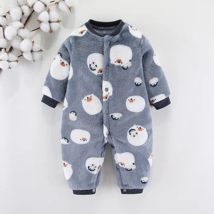 Baby Winter Dinosaur Fleece Romper