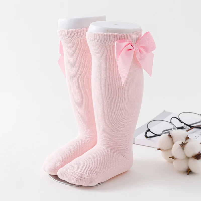 Girls Knee-High Bow Socks