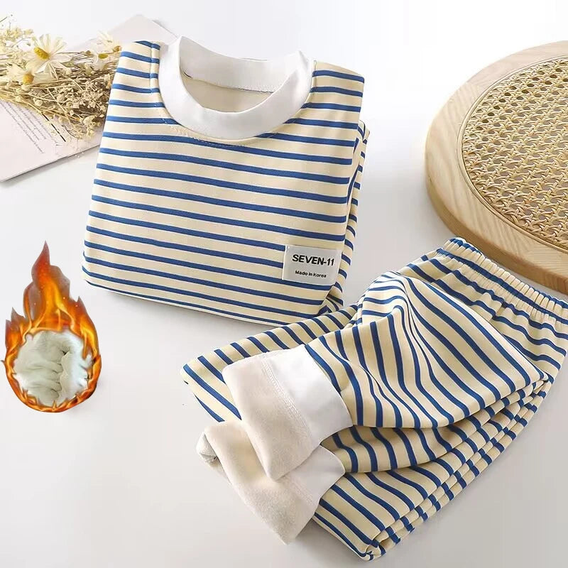 Matching - Sets - Winter - Boy - 6m to 5y❄️Snuggly Striped Pajama Set for Boys