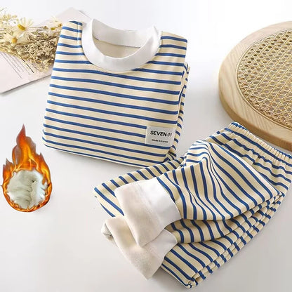 Matching - Sets - Winter - Boy - 6m to 5y❄️Snuggly Striped Pajama Set for Boys