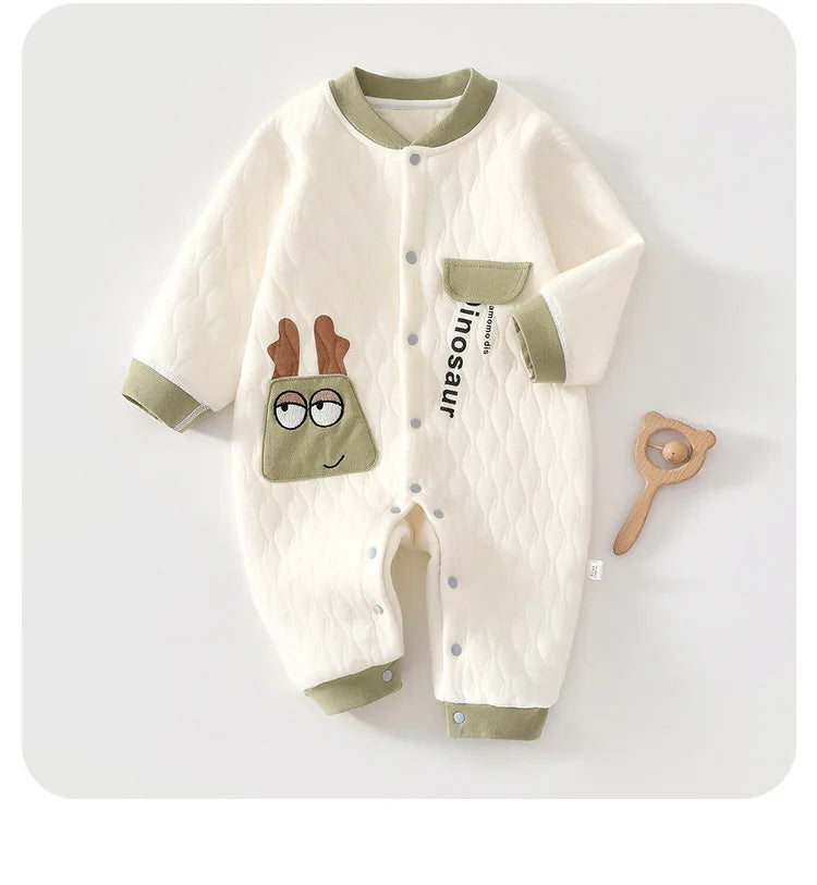 Jumpsuits - Girl & Boy - 0 to 12m 🧸❄️ Unisex Warm Flannel Autumn Jumpsuit