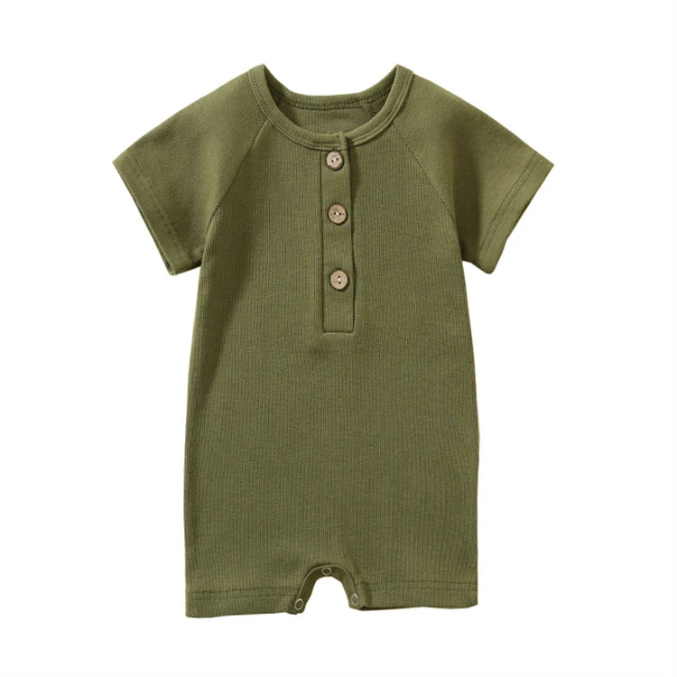 Summer Infant Romper Short Sleeve Ribbed Jumpsuit for Baby Boys