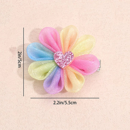 Oaoleer 2pcs/set Colorful Flower Hair Clips Sweet Girls Mesh Simulation Flowers Hairpin Barrettes Kids Headwear Hair Accessories