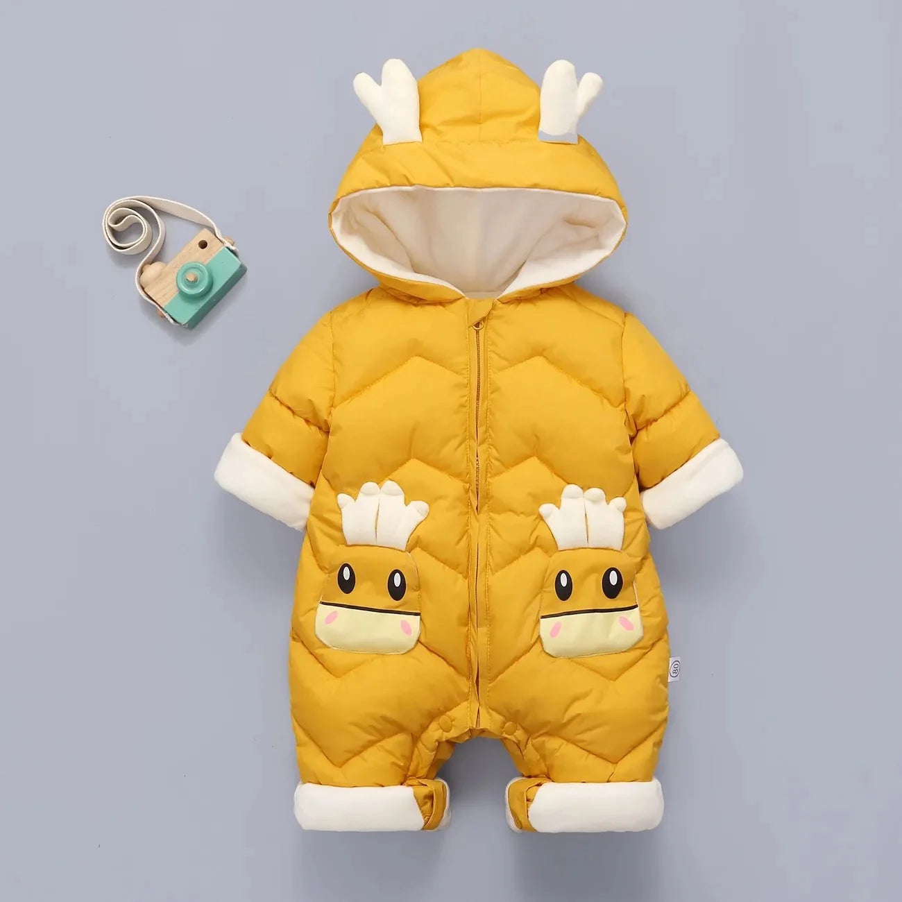 Jumpsuits - Girl & Boy - 0 to 24m 🦌🤍 Deer Hood Winter Snowsuit for Babies & Toddlers Main